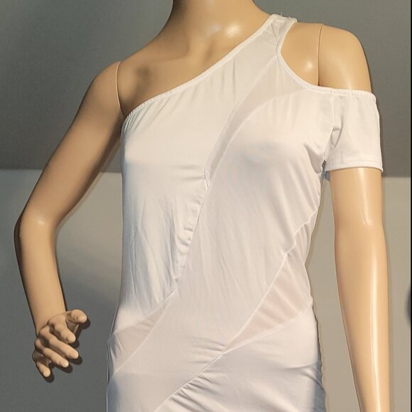 Sexy Women White Stretch Strapless Mini Club Party Cocktail Dress Small N8344 - Picture 3 of 5